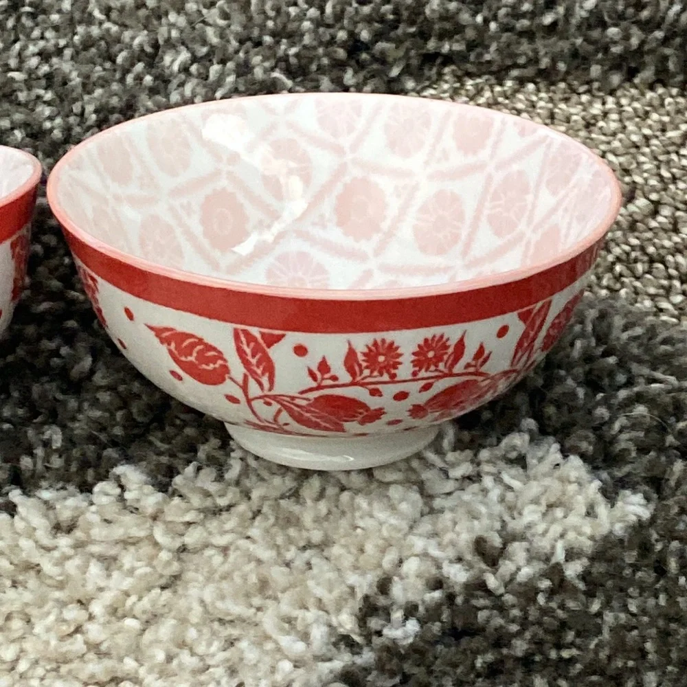 Patina Vie Orange White Ceramic Small Dip Bowls 2pc Set